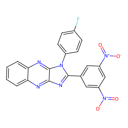 2-(3,5-dinitrophenyl)-1-(4-fluorophenyl)-1H-imidazo[4,5-b]quinoxaline structure