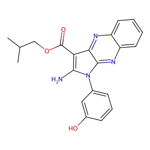 2-methylpropyl 2-amino-1-(3-hydroxyphenyl)pyrrolo[3,2-b]quinoxaline-3-carboxylate structure