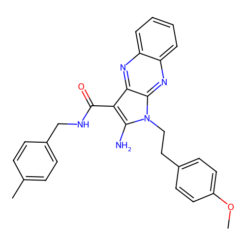 2-amino-1-(4-methoxyphenethyl)-N-(4-methylbenzyl)-1H-pyrrolo[2,3-b]quinoxaline-3-carboxamide structure