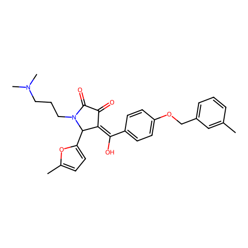 1-[3-(dimethylamino)propyl]-3-hydroxy-5-(5-methylfuran-2-yl)-4-{4-[(3-methylphenyl)methoxy]benzoyl}-2,5-dihydro-1H-pyrrol-2-one structure