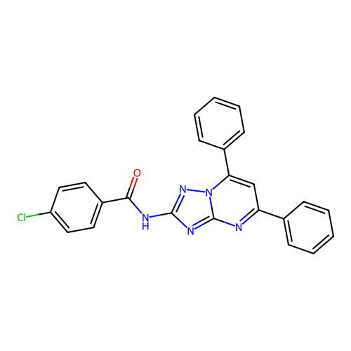 4-chloro-N-(5,7-diphenyl-[1,2,4]triazolo[1,5-a]pyrimidin-2-yl)benzamide structure