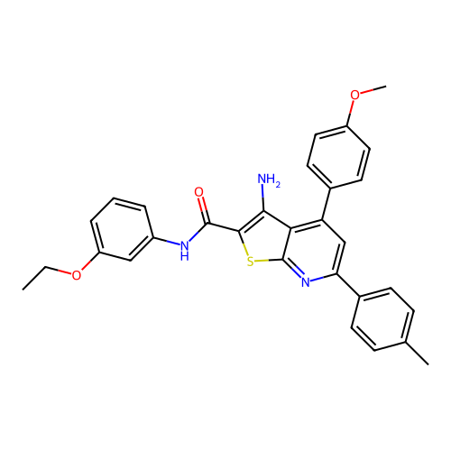 3-amino-N-(3-ethoxyphenyl)-4-(4-methoxyphenyl)-6-(4-methylphenyl)thieno[2,3-b]pyridine-2-carboxamide structure