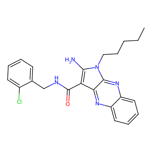 2-amino-N-(2-chlorobenzyl)-1-pentyl-1H-pyrrolo[2,3-b]quinoxaline-3-carboxamide structure