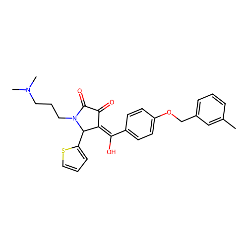 1-[3-(dimethylamino)propyl]-3-hydroxy-4-{4-[(3-methylphenyl)methoxy]benzoyl}-5-(thiophen-2-yl)-2,5-dihydro-1H-pyrrol-2-one structure