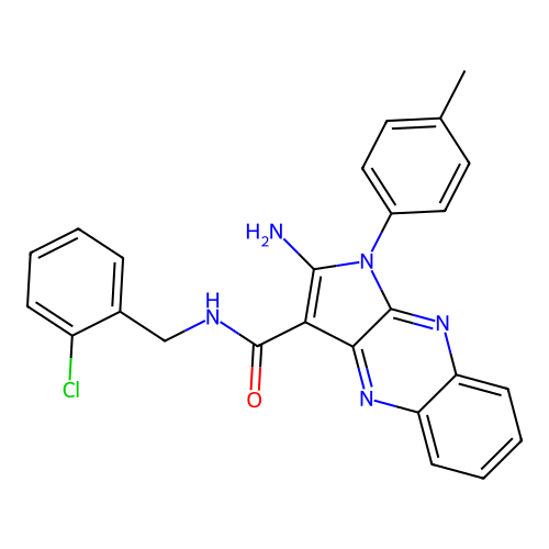 2-amino-N-(2-chlorobenzyl)-1-(4-methylphenyl)-1H-pyrrolo[2,3-b]quinoxaline-3-carboxamide structure