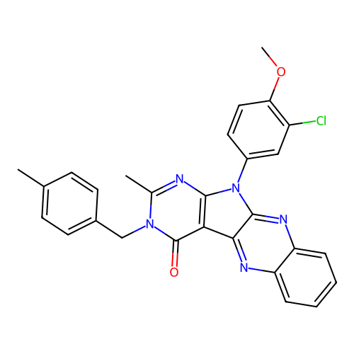 11-(3-chloro-4-methoxyphenyl)-2-methyl-3-(4-methylbenzyl)-3H-pyrimido[5',4':4,5]pyrrolo[2,3-b]quinoxalin-4(11H)-one structure