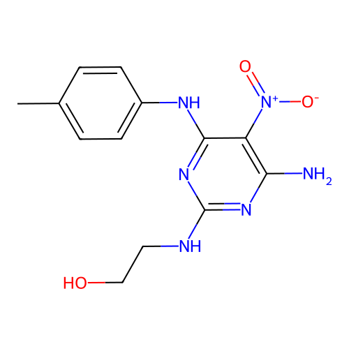 2-((4-Amino-5-nitro-6-(p-tolylamino)pyrimidin-2-yl)amino)ethanol structure