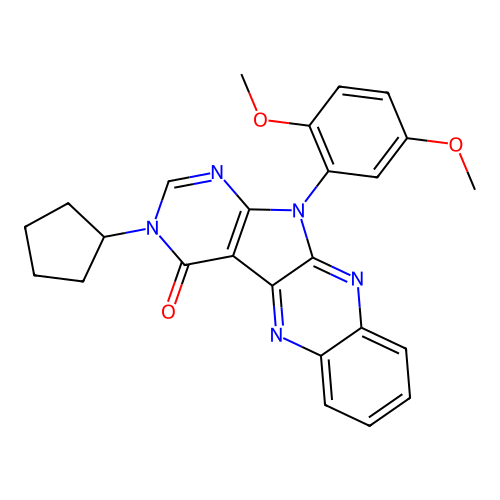 3-cyclopentyl-11-(2,5-dimethoxyphenyl)-3,11-dihydro-4H-pyrimido[5',4':4,5]pyrrolo[2,3-b]quinoxalin-4-one structure