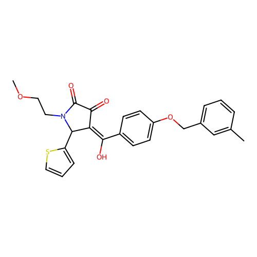 3-hydroxy-1-(2-methoxyethyl)-4-{4-[(3-methylphenyl)methoxy]benzoyl}-5-(thiophen-2-yl)-2,5-dihydro-1H-pyrrol-2-one structure