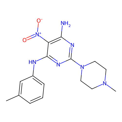 2-(4-Methyl-piperazin-1-yl)-5-nitro-N-m-tolyl-pyrimidine-4,6-diamine structure