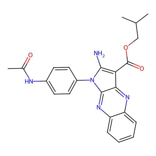 2-methylpropyl 1-(4-acetamidophenyl)-2-aminopyrrolo[3,2-b]quinoxaline-3-carboxylate structure