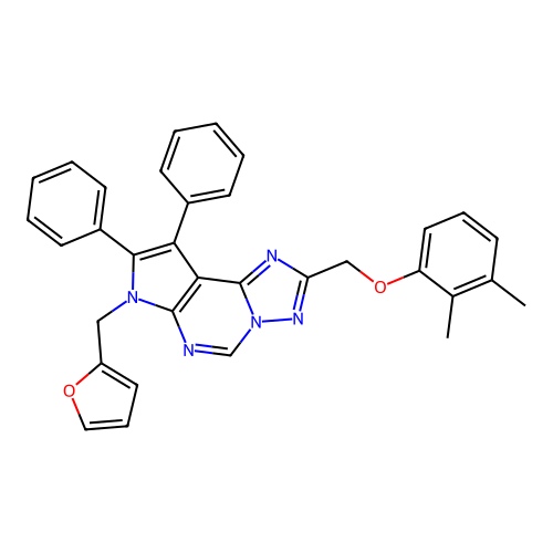 2,3-DIMETHYLPHENYL {[7-(2-FURYLMETHYL)-8,9-DIPHENYL-7H-PYRROLO[3,2-E][1,2,4]TRIAZOLO[1,5-C]PYRIMIDIN-2-YL]METHYL} ETHER structure