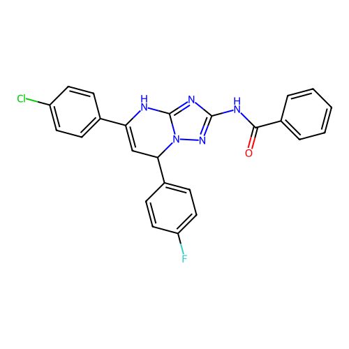 N-(5-(4-chlorophenyl)-7-(4-fluorophenyl)-4,7-dihydro-[1,2,4]triazolo[1,5-a]pyrimidin-2-yl)benzamide structure