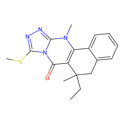 6-ethyl-6,12-dimethyl-9-(methylthio)-5,6-dihydrobenzo[h][1,2,4]triazolo[3,4-b]quinazolin-7(12H)-one structure