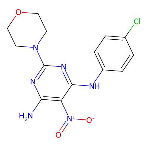 N-(4-chlorophenyl)-2-(morpholin-4-yl)-5-nitropyrimidine-4,6-diamine structure