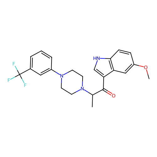 1-(5-methoxy-1H-indol-3-yl)-2-[4-[3-(trifluoromethyl)phenyl]piperazin-1-yl]propan-1-one structure