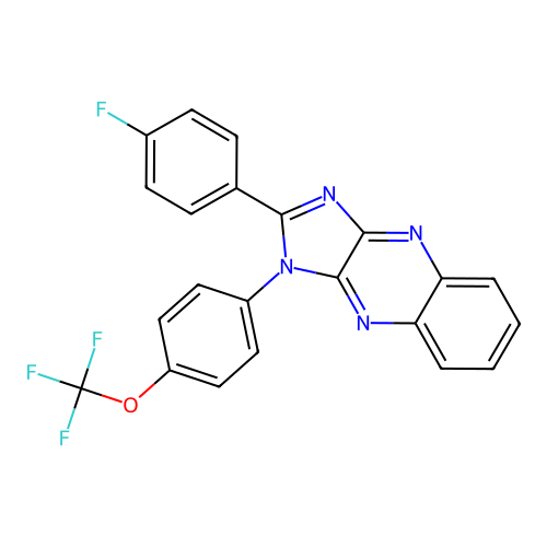 2-(4-fluorophenyl)-1-(4-(trifluoromethoxy)phenyl)-1H-imidazo[4,5-b]quinoxaline structure
