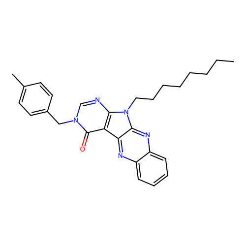 3-(4-methylbenzyl)-11-octyl-3H-pyrimido[5',4':4,5]pyrrolo[2,3-b]quinoxalin-4(11H)-one structure