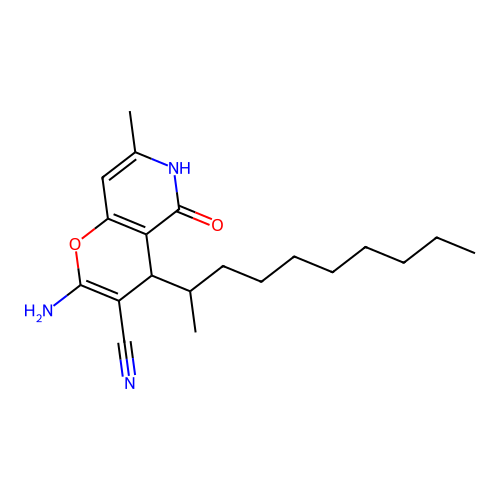 2-amino-4-(decan-2-yl)-7-methyl-5-oxo-5,6-dihydro-4H-pyrano[3,2-c]pyridine-3-carbonitrile structure