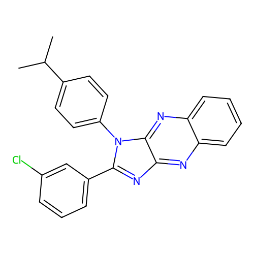 2-(3-chlorophenyl)-1-[4-(propan-2-yl)phenyl]-1H-imidazo[4,5-b]quinoxaline structure
