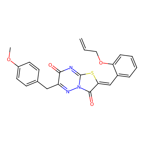 (Z)-2-(2-(allyloxy)benzylidene)-6-(4-methoxybenzyl)-2H-thiazolo[3,2-b][1,2,4]triazine-3,7-dione structure