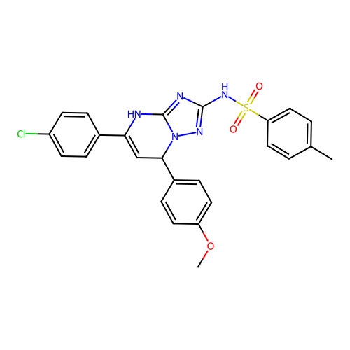 N-(5-(4-chlorophenyl)-7-(4-methoxyphenyl)-4,7-dihydro-[1,2,4]triazolo[1,5-a]pyrimidin-2-yl)-4-methylbenzenesulfonamide structure