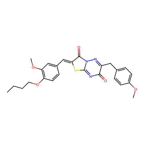 (Z)-2-(4-butoxy-3-methoxybenzylidene)-6-(4-methoxybenzyl)-2H-thiazolo[3,2-b][1,2,4]triazine-3,7-dione structure