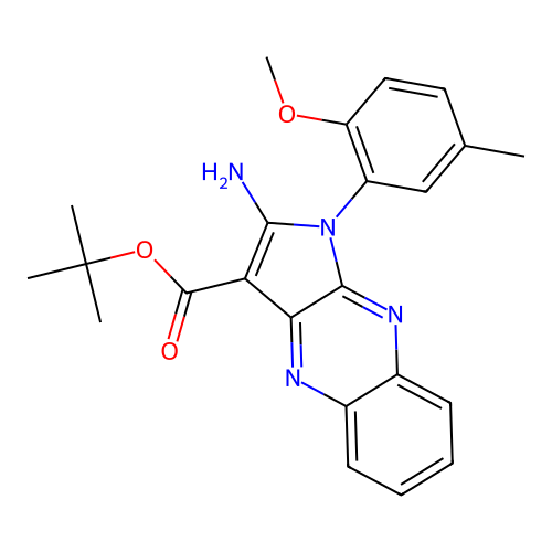 tert-butyl 2-amino-1-(2-methoxy-5-methylphenyl)-1H-pyrrolo[2,3-b]quinoxaline-3-carboxylate structure