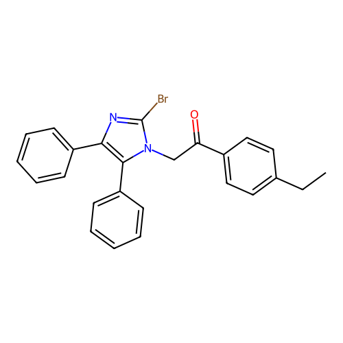 2-(2-bromo-4,5-diphenyl-1H-imidazol-1-yl)-1-(4-ethylphenyl)ethanone structure
