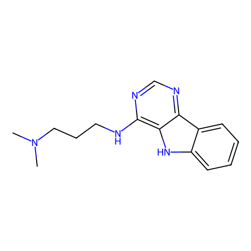 N,N-dimethyl-N'-(5H-pyrimido[5,4-b]indol-4-yl)propane-1,3-diamine structure