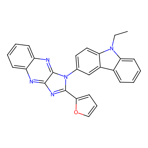 1-(9-ethyl-9H-carbazol-3-yl)-2-(furan-2-yl)-1H-imidazo[4,5-b]quinoxaline structure