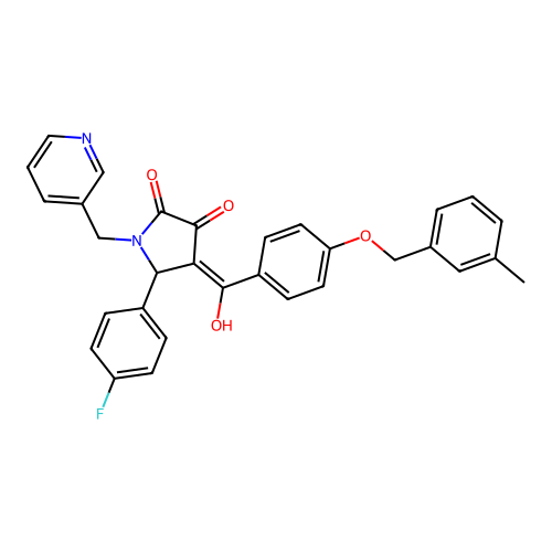 (4E)-5-(4-fluorophenyl)-4-(hydroxy{4-[(3-methylbenzyl)oxy]phenyl}methylidene)-1-(pyridin-3-ylmethyl)pyrrolidine-2,3-dione structure