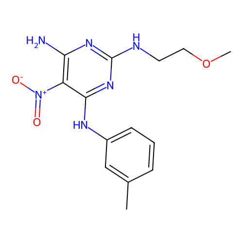 {6-Amino-2-[(2-methoxyethyl)amino]-5-nitropyrimidin-4-yl}(3-methylphenyl)amine structure
