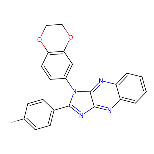 1-(2,3-dihydro-1,4-benzodioxin-6-yl)-2-(4-fluorophenyl)-1H-imidazo[4,5-b]quinoxaline structure