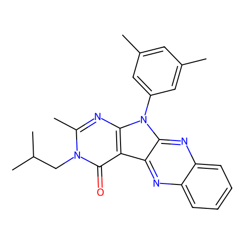 11-(3,5-dimethylphenyl)-3-isobutyl-2-methyl-3H-pyrimido[5',4':4,5]pyrrolo[2,3-b]quinoxalin-4(11H)-one structure