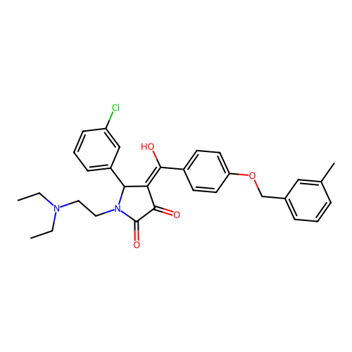 (4E)-5-(3-chlorophenyl)-1-(2-diethylaminoethyl)-4-[hydroxy-[4-[(3-methylphenyl)methoxy]phenyl]methylidene]pyrrolidine-2,3-dione structure