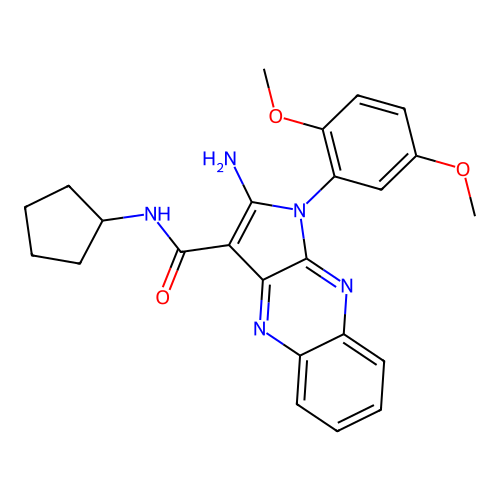 2-amino-N-cyclopentyl-1-(2,5-dimethoxyphenyl)-1H-pyrrolo[2,3-b]quinoxaline-3-carboxamide structure