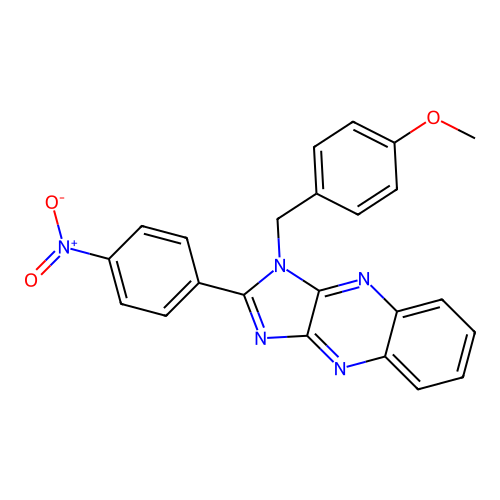1-(4-methoxybenzyl)-2-(4-nitrophenyl)-1H-imidazo[4,5-b]quinoxaline structure