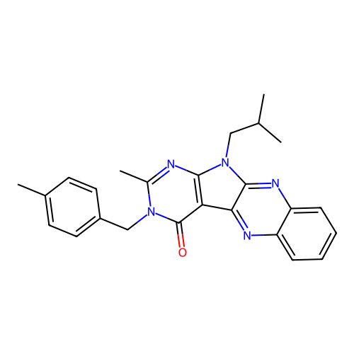 11-isobutyl-2-methyl-3-(4-methylbenzyl)-3H-pyrimido[5',4':4,5]pyrrolo[2,3-b]quinoxalin-4(11H)-one structure