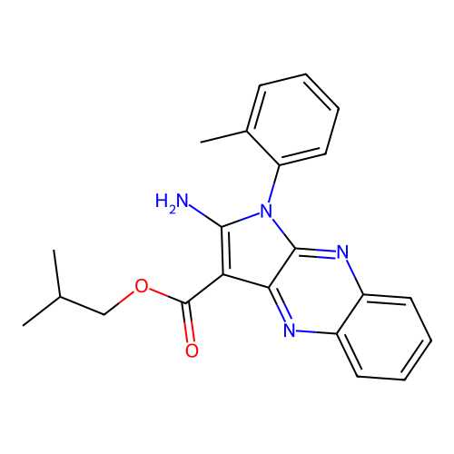 isobutyl 2-amino-1-(o-tolyl)-1H-pyrrolo[2,3-b]quinoxaline-3-carboxylate structure