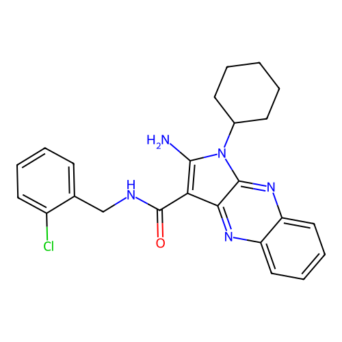 2-amino-N-(2-chlorobenzyl)-1-cyclohexyl-1H-pyrrolo[2,3-b]quinoxaline-3-carboxamide structure