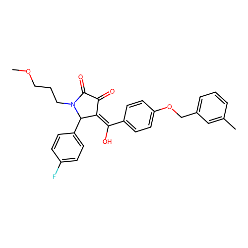(4E)-5-(4-fluorophenyl)-4-(hydroxy{4-[(3-methylbenzyl)oxy]phenyl}methylidene)-1-(3-methoxypropyl)pyrrolidine-2,3-dione structure