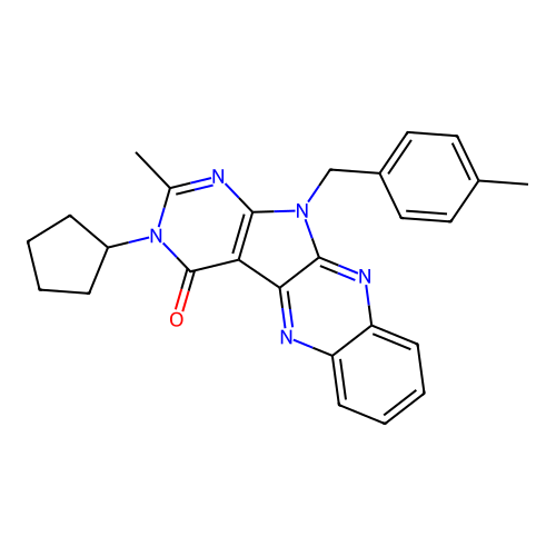 3-cyclopentyl-2-methyl-11-(4-methylbenzyl)-3H-pyrimido[5',4':4,5]pyrrolo[2,3-b]quinoxalin-4(11H)-one structure