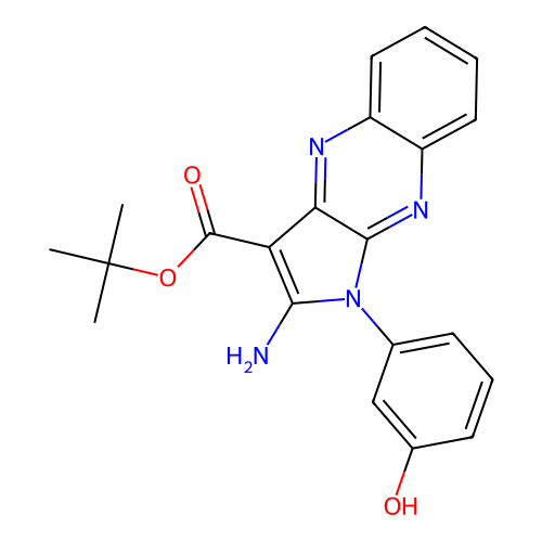 tert-butyl 2-amino-1-(3-hydroxyphenyl)-1H-pyrrolo[2,3-b]quinoxaline-3-carboxylate structure