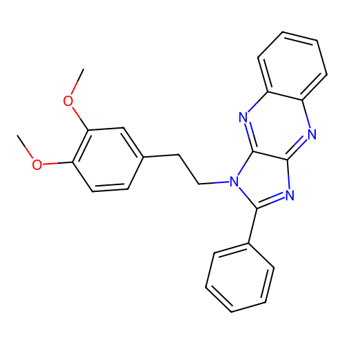 1-[2-(3,4-dimethoxyphenyl)ethyl]-2-phenyl-1H-imidazo[4,5-b]quinoxaline structure
