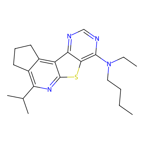 N-butyl-N-ethyl-4-(propan-2-yl)-2,3-dihydro-1H-cyclopenta[4',5']pyrido[3',2':4,5]thieno[3,2-d]pyrimidin-7-amine structure
