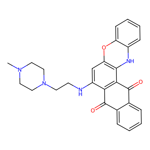 7-((2-(4-methylpiperazin-1-yl)ethyl)amino)-8H-naphtho[2,3-a]phenoxazine-8,13(14H)-dione structure