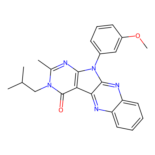 3-isobutyl-11-(3-methoxyphenyl)-2-methyl-3H-pyrimido[5',4':4,5]pyrrolo[2,3-b]quinoxalin-4(11H)-one structure