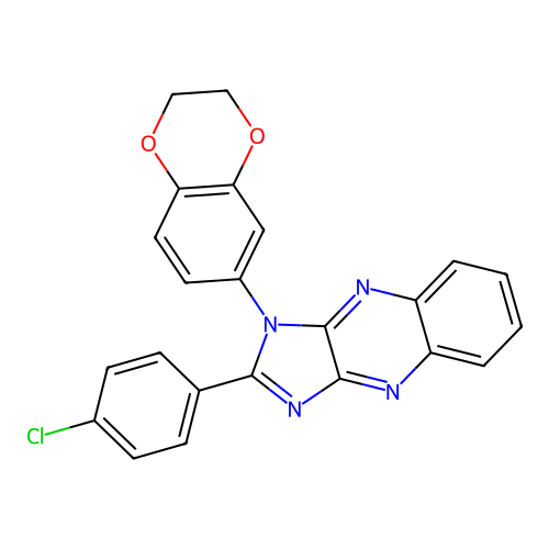 2-(4-chlorophenyl)-1-(2,3-dihydro-1,4-benzodioxin-6-yl)-1H-imidazo[4,5-b]quinoxaline structure