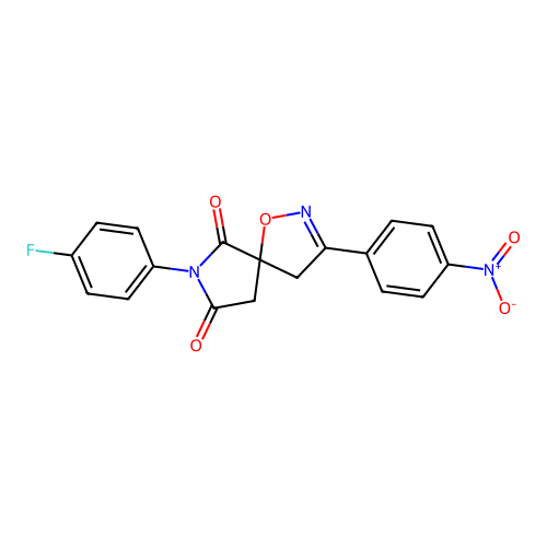 7-(4-fluorophenyl)-3-(4-nitrophenyl)-1-oxa-2,7-diazaspiro[4.4]non-2-ene-6,8-dione structure